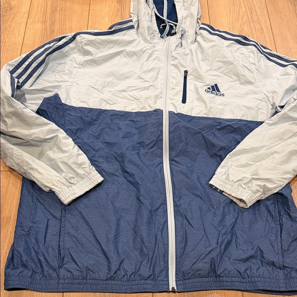 Adidas Men's Windbreaker in Blue and White